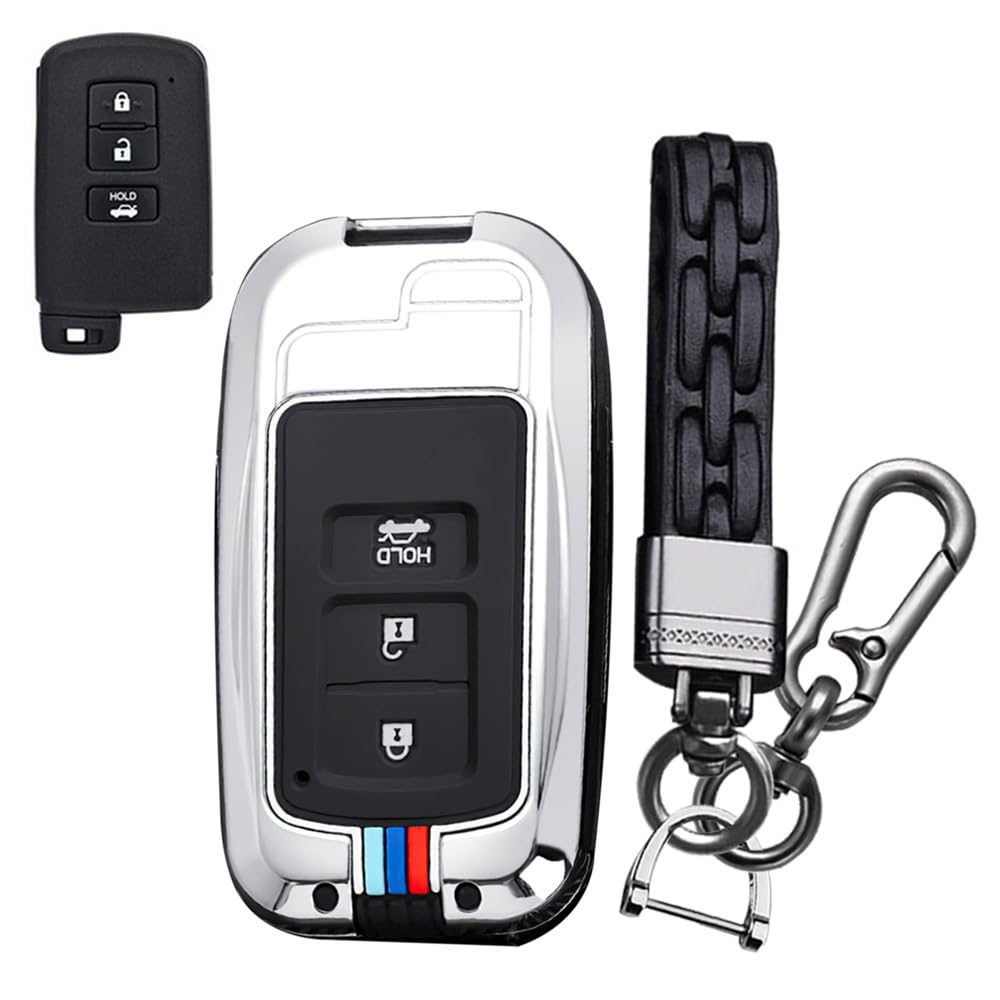[KUNIO] Toyota Dedicated 3 Button Key Case, Key Cover, Key Holder, Zinc Alloy, Silicone,