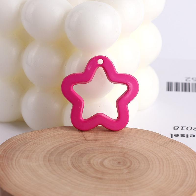 30x29mm Macaron Color Solid Hollow Cartoon Star Charms With Hanging Hole Acrylic DIY Earrings Ornaments Jewelry Accessories