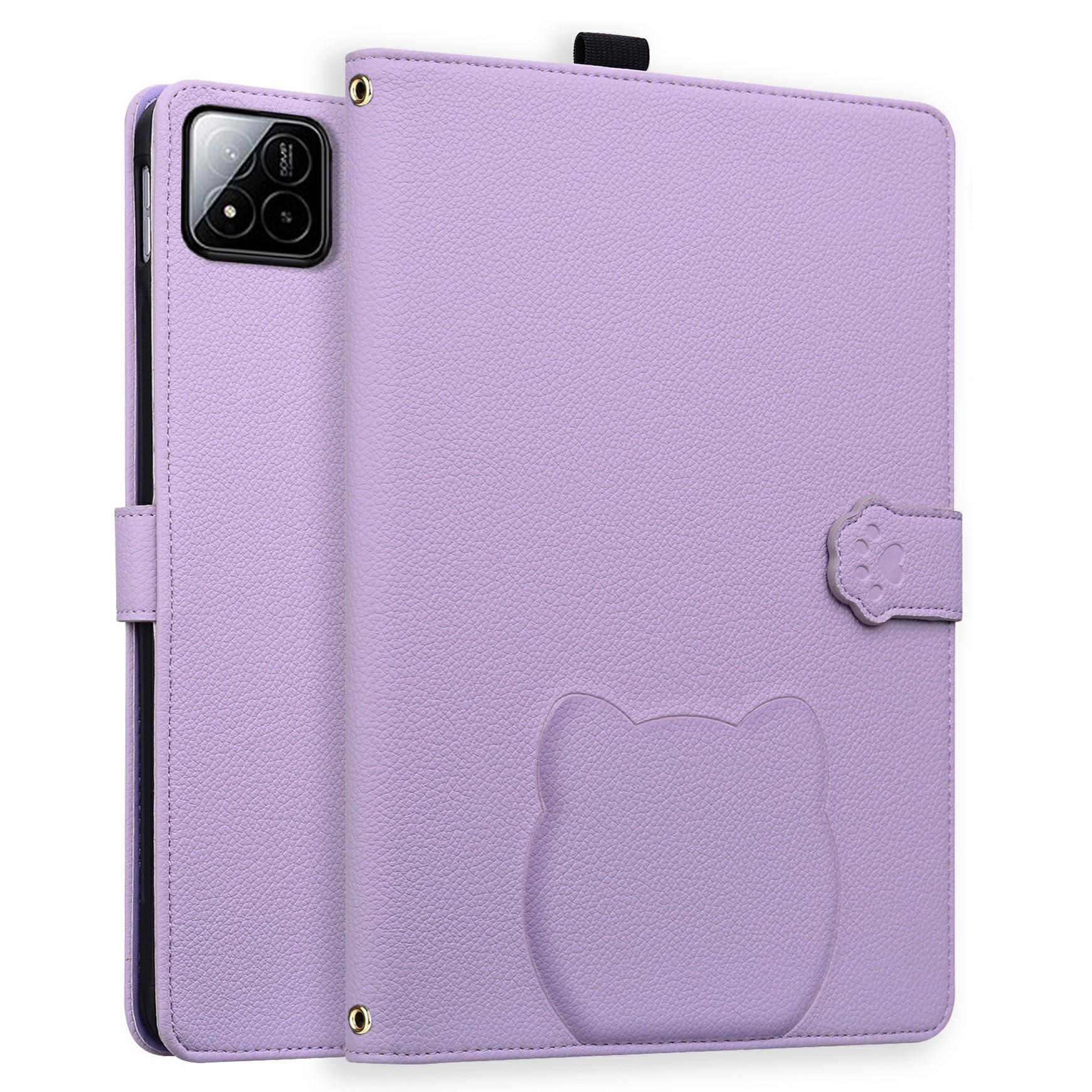 

Чехол для Xiaomi Pad 7/7 Pro с 3D-эффектом, рисунком кошки, кожаная подставка, настольная обложка с кошельком, держателем для стилуса Purple