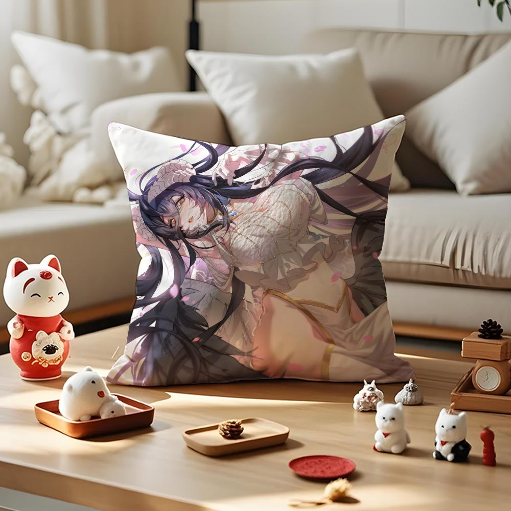 Anime OOVERLORD Albedo Cushion Cover Silky Short Plush Invisible Zipper Dustproof Sofa Pillow Case for Home Decor