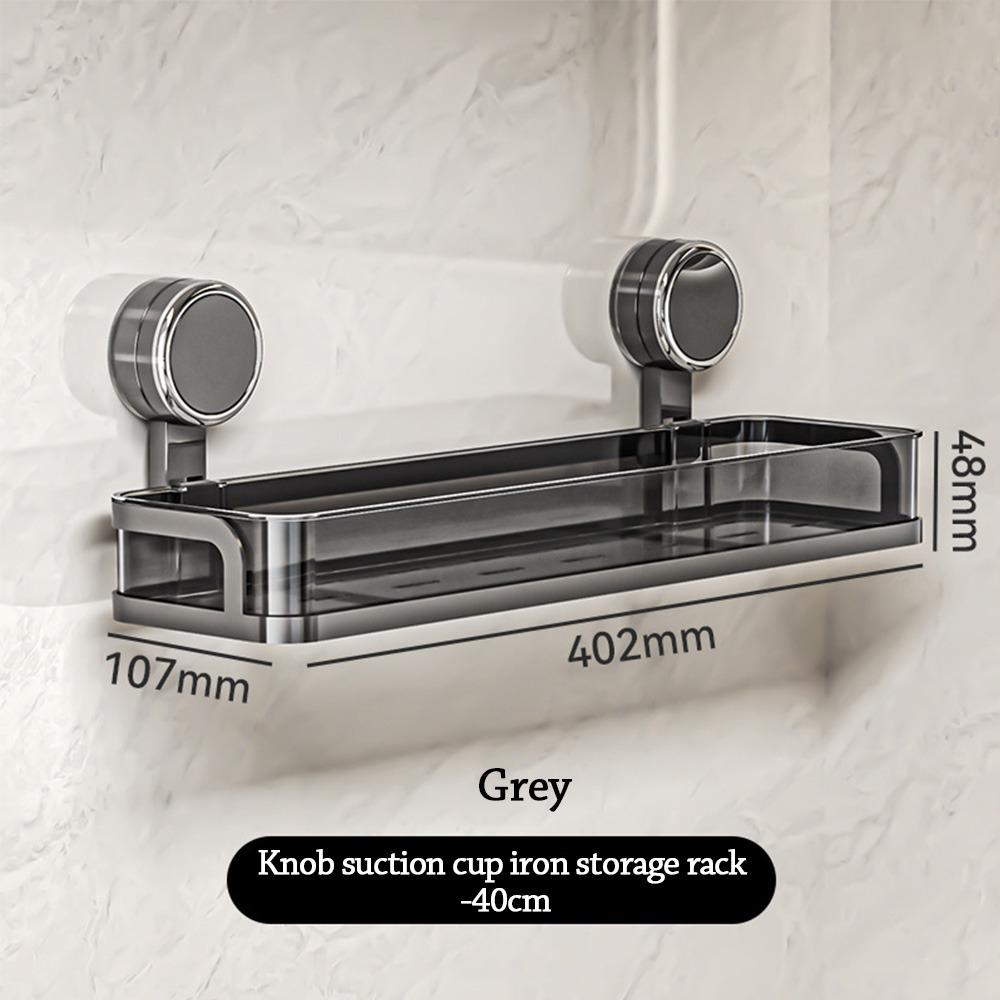 Simple Wall Mounted Bathroom Storage Rack Suction Cup Design Non Perforated Bathroom Toiletries Holder Shower Storage Shelf Home