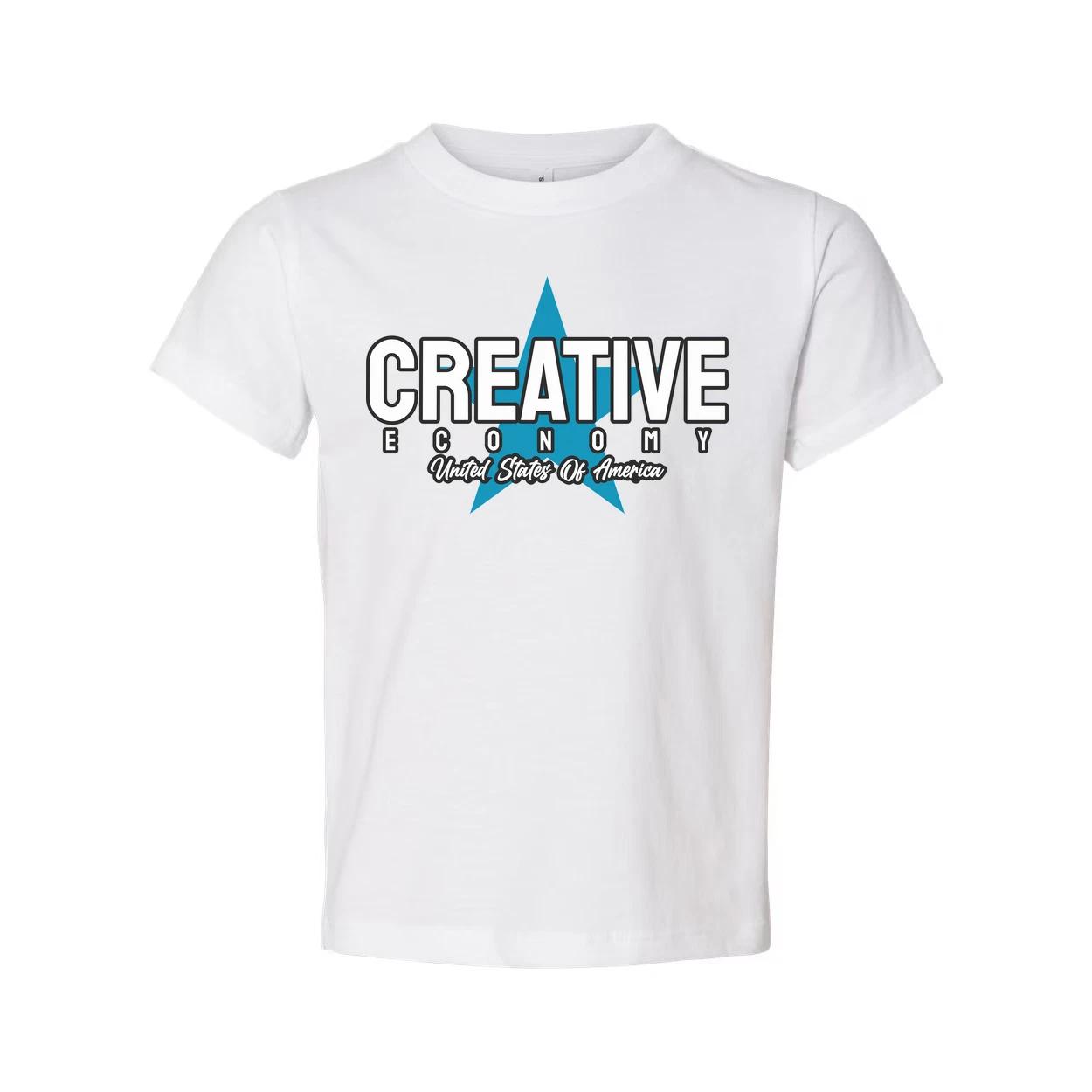 

Creative Economy USA Graphic T Shirt For Unisex Tee With Blue Star Emblem Design 2XL