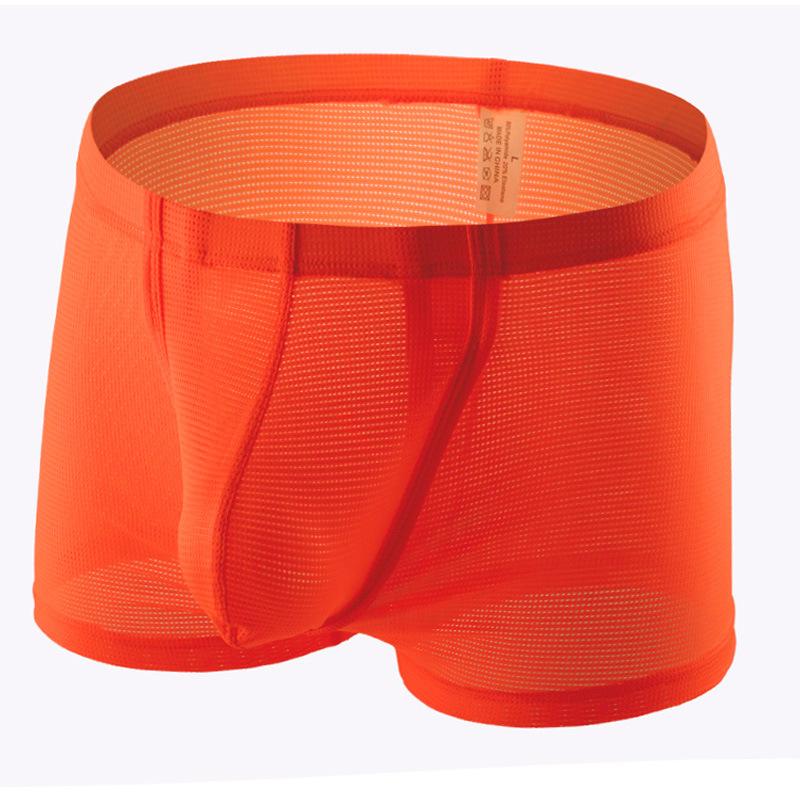 Men Boxers Briefs Fly Pouch Front Open Bulge Underwear Separated Pouch Trunks Mesh Breathable Panties Male Dual Pouch Underpant
