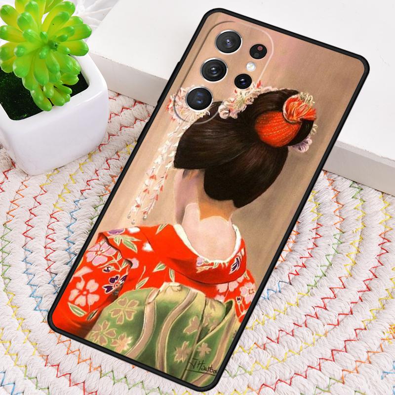 Japanese geisha Luxury Silicone Phone Case For Samsung Galaxy note 10 pro S26 S25 S24 S23 S22 S21 Plus S25Ultra Capa Cover