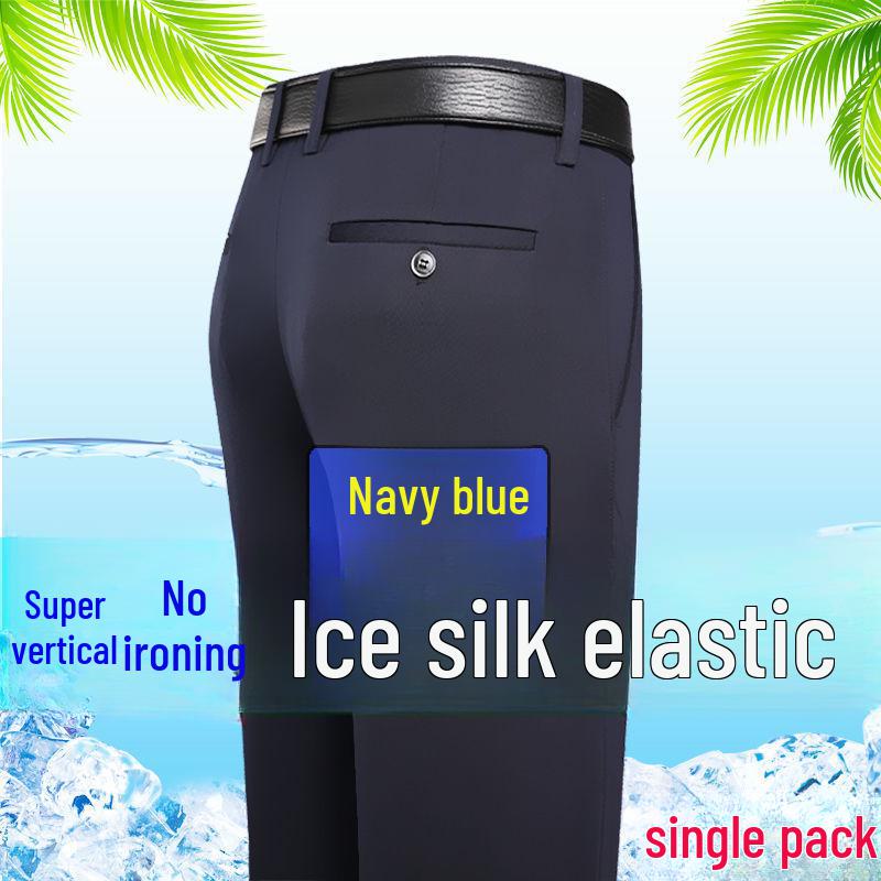 

Чоловічі літні еластичні штани з крижаного шовку: Дихаючі, Універсальні, Однотонні Повсякденні Штани 36