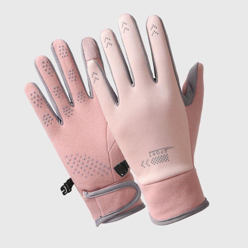 

Gloves for riding cold-proof and warm gloves for running and velvet men s and women s waterproof outdoor driving touch screen One size fits all