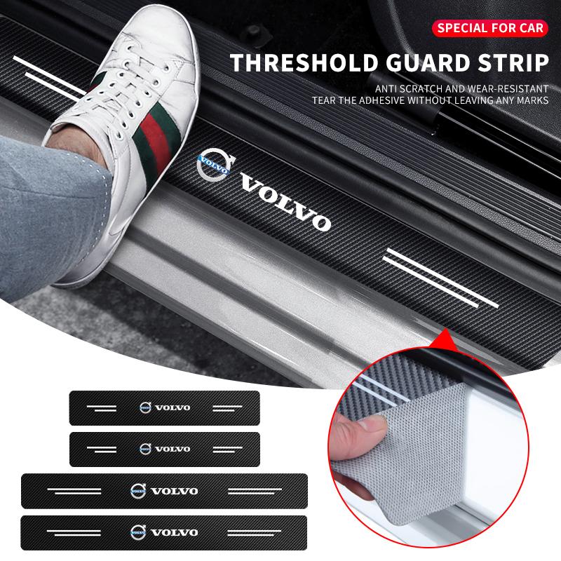 Car Door Plate Carbon Fiber Threshold Protector Sticker Decals For Volvo V60 V40 XC90 XC40 S60 XC60 V70 S90 V90 Accessories