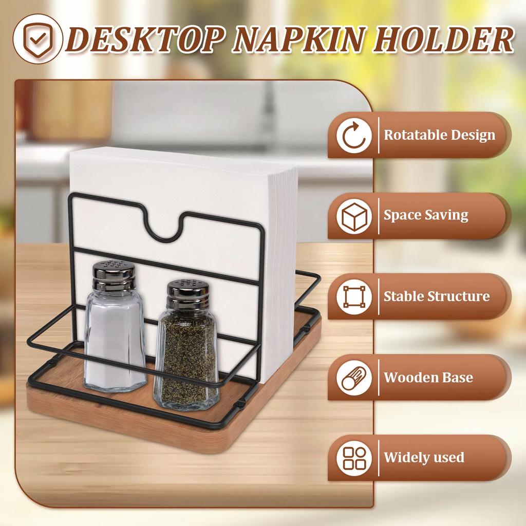 Napkin Holder Rotatable Napkin Dispenser Multifunctional Decorative Napkin Holder for Table for Kitchen Dining Table Coffee Bar