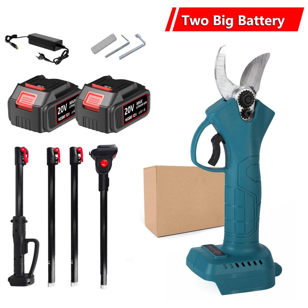 2.3M Extension Pole Brushless Cordless Electric Scissor Portable Pruning Shears Efficient Fruit Tree Bonsai Pruning Branche Cutter Blue