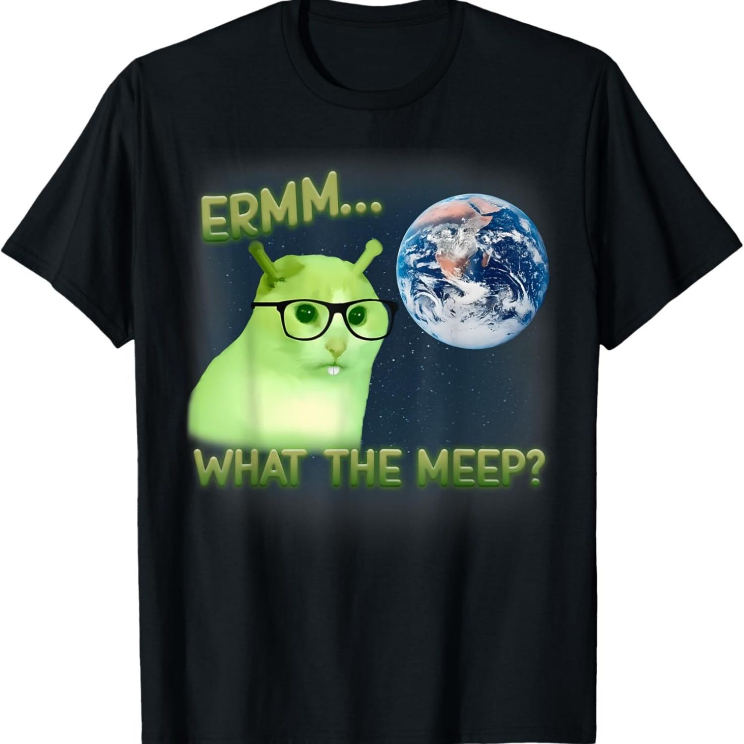 

Erm What The Meep Funny Alien Cat Meme Brainrot Silly Cats T-Shirt XXXXXL чорний