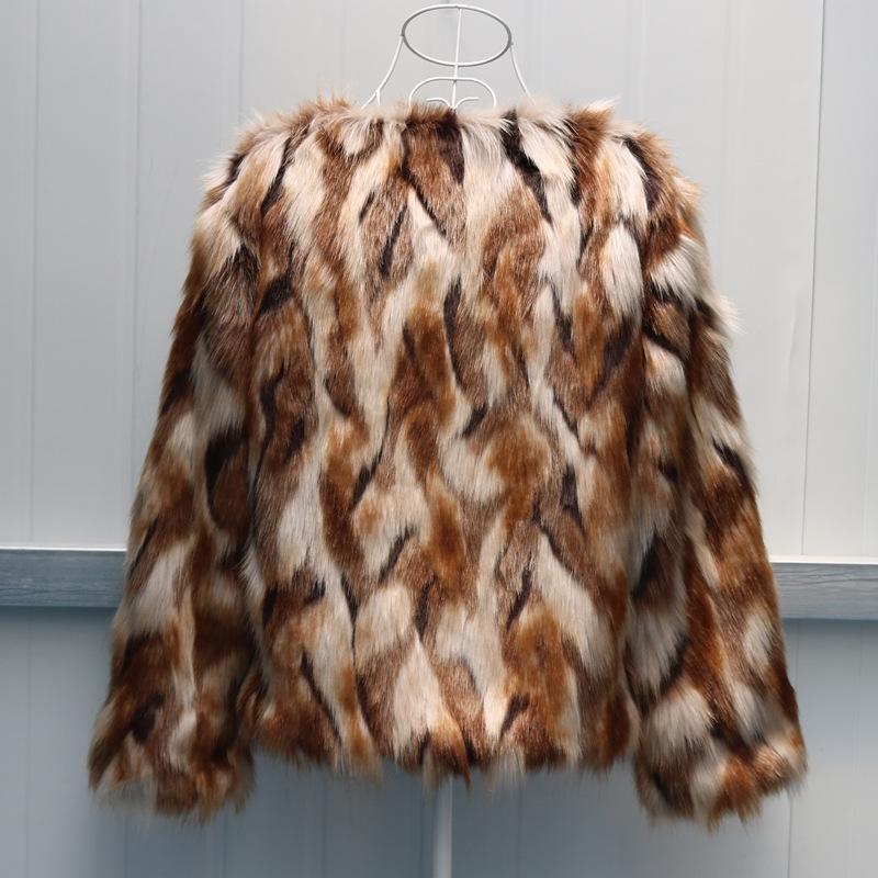 New Fox Fur Imitation Fur Coat Short Women's Clothing, Slim Raccoon Fur Coat Large Size