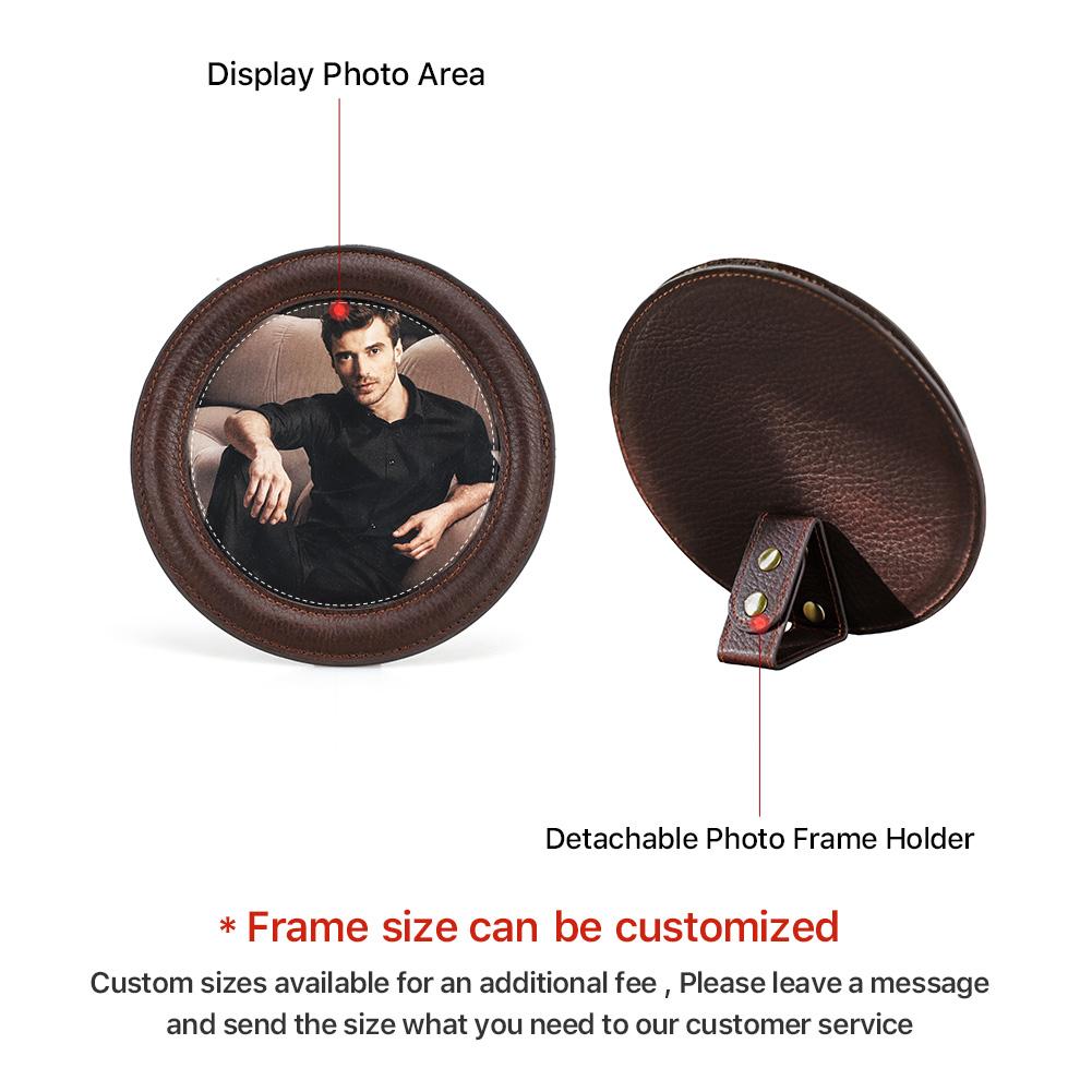 CONTACTS FAMILY Vintage Genuine Leather Desktop Picture Frame Children Family Lover Table Photo Frame