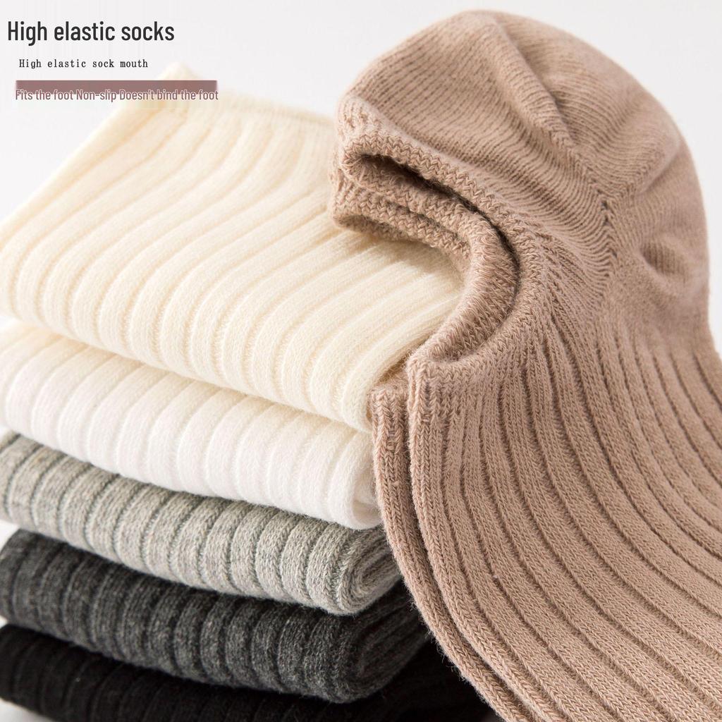 Women's Non-Slip Cotton Boat Socks - Invisible Low-Cut, Japanese Style, Spring/Summer