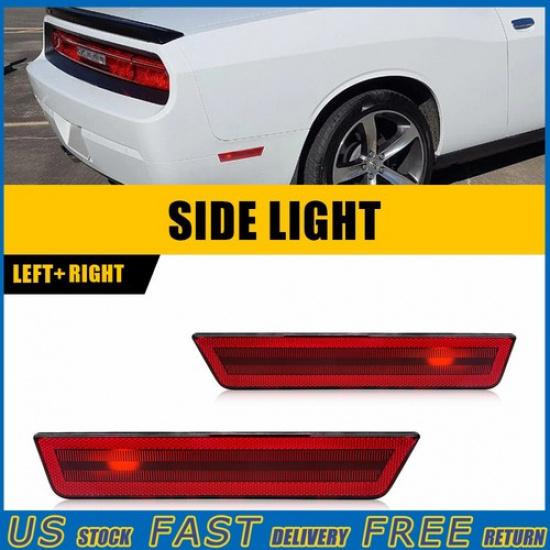 For 08-14 Dodge Challenger,11-14 Charger Rear Side Marker Light Housing Red Lens