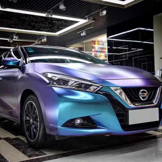 Chameleon Vinyl Wrap Matte Metallic Vehicle Film Purple to Blue Stretchable Air