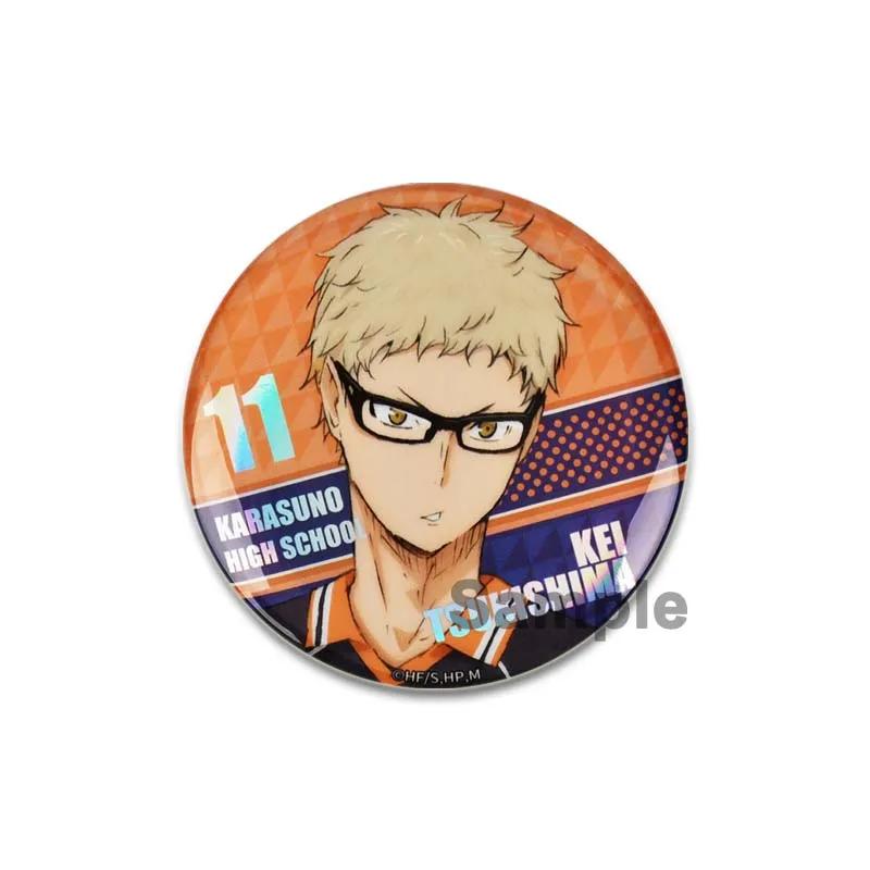 32/44/58mm Hot Sale Anime Japonês Haikyuu Tinplate Pins Mochila Engraçado Broche Emblemas Shoyo Hinata Timeskip Sakusa Atsumu Presente Periférico