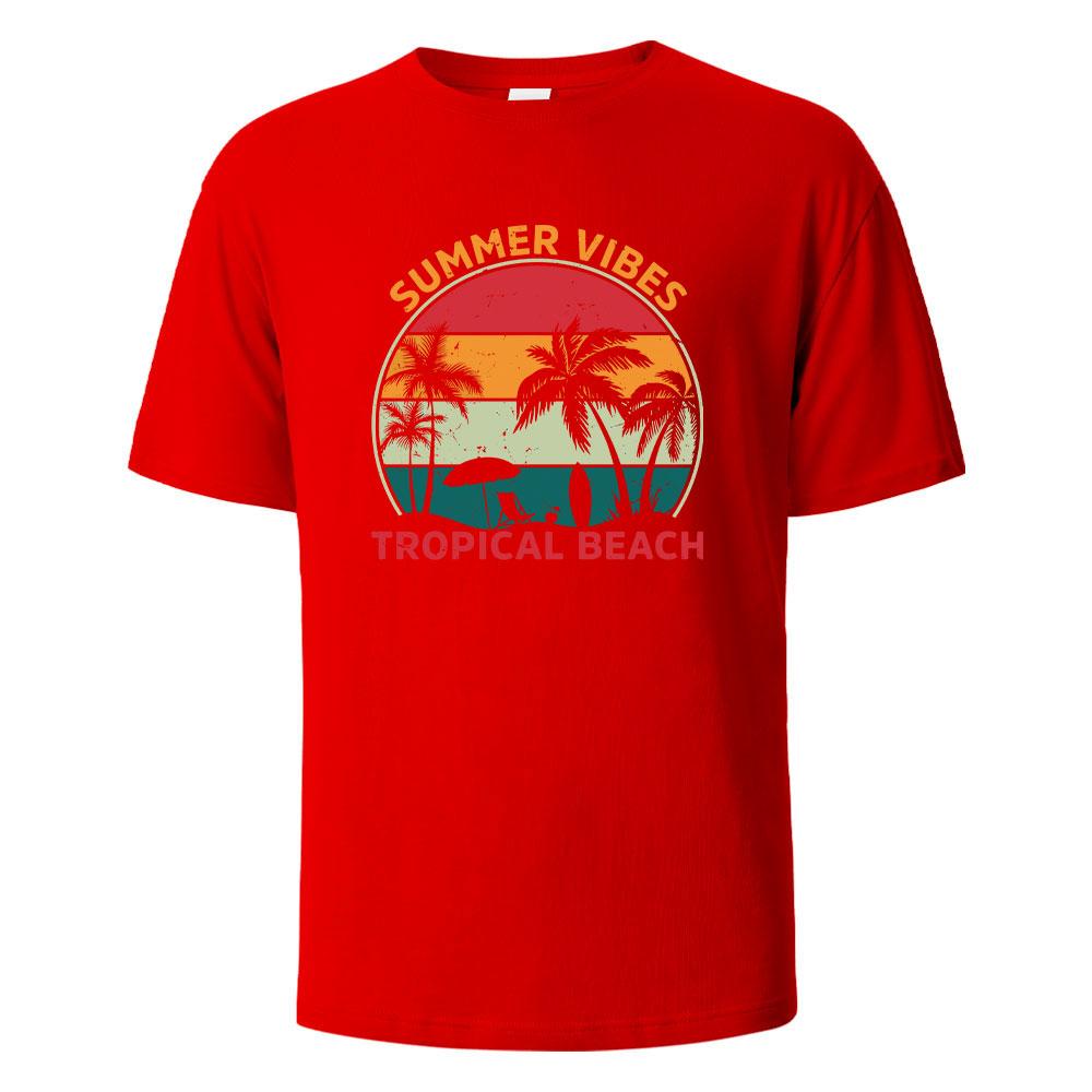 SummerVibes Printing Mens Tshirt Casual Breathable Tshirts 100Cotton Funny Tops Street Oversized TShirts For Men Women Oneck