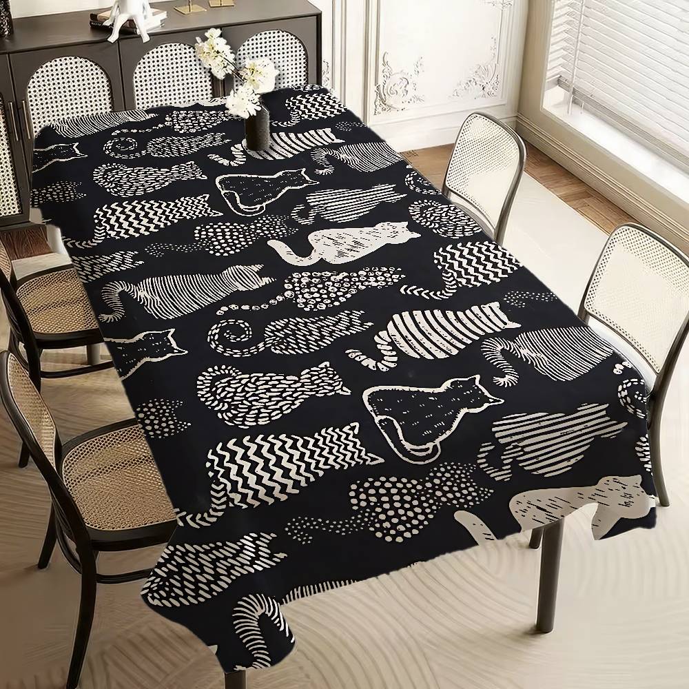 Texture Cat Table Cloth Rectangular Stain Tablecloth Oilcloth Mantel Mesa Impermeable Tablecloth Decoration