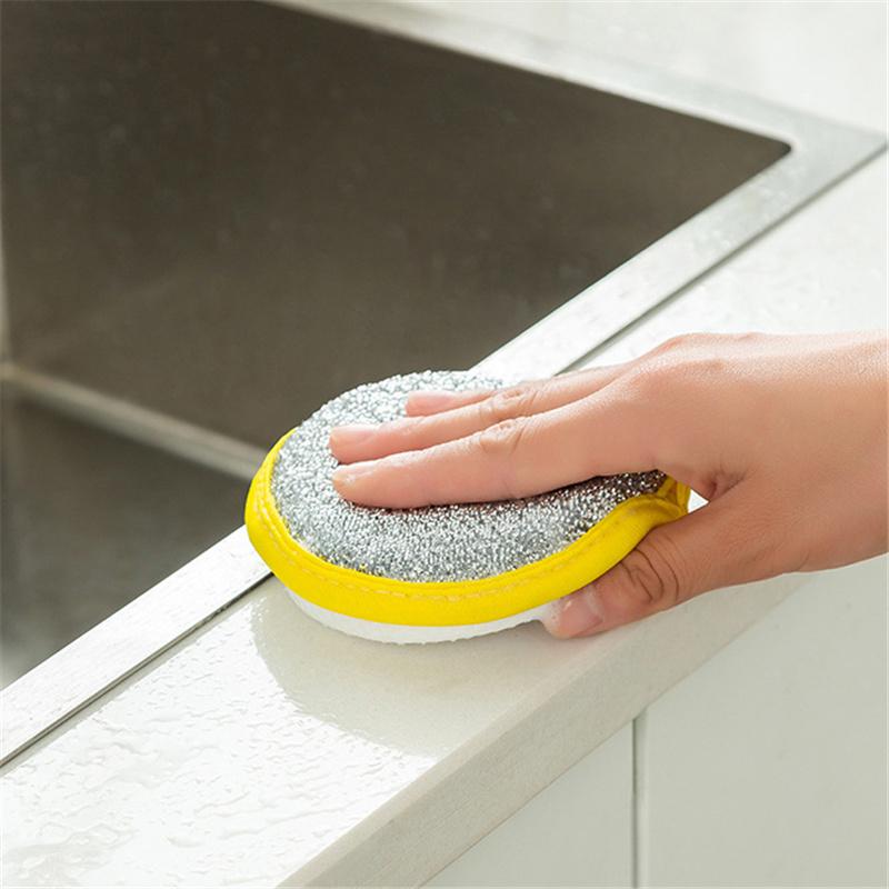 Double Side Dishwashing Sponge Household Cleaning Tools Kitchen Reusable Tableware Dish Washing Brush