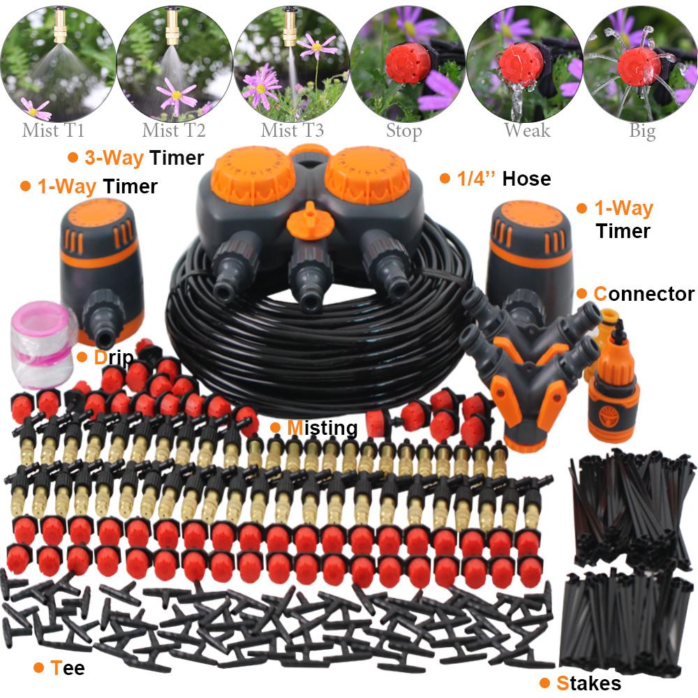 

5-50M Автоматический микро-капельный полив 2-в-1 Комплекты для орошения Сад Двор Теплица Система охлаждения Бонсай Горшечный