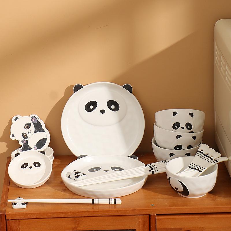 Creative Ceramic Bowls Plates Cartoon Panda Tableware Cute Cartoon Animal Bowls Plates Cups and Saucers Breakfast Plates