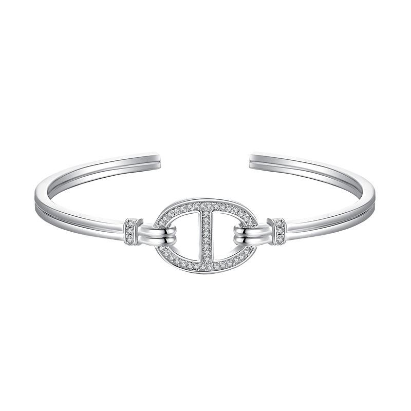 Браслет  Свиной пятачок  из фианитов с полным покрытием бриллиантами, легкая роскошь, нишевый дизайн, модный, с высоким чувством стиля, браслет, индивидуальность, для женщин