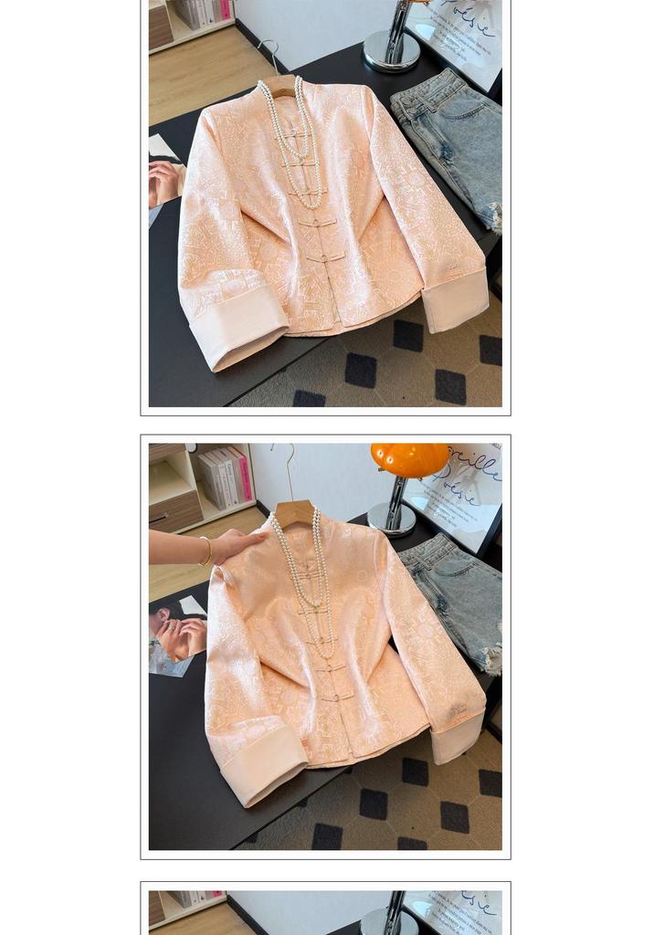 Age-Reducing Jacquard Satin Top: Retro Chinese Style Plus Size Outerwear for Middle-Aged Mothers