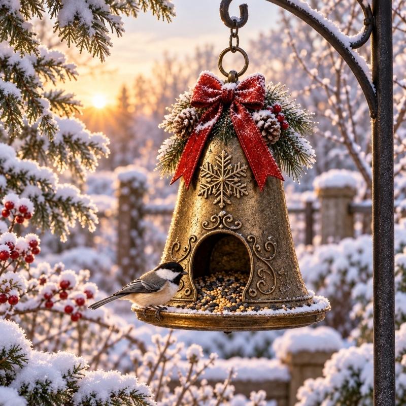 Wild Bird Feeding Display with Christmas Character, Hanging Outdoor Food Station for Garden, Yard, and Porch Use