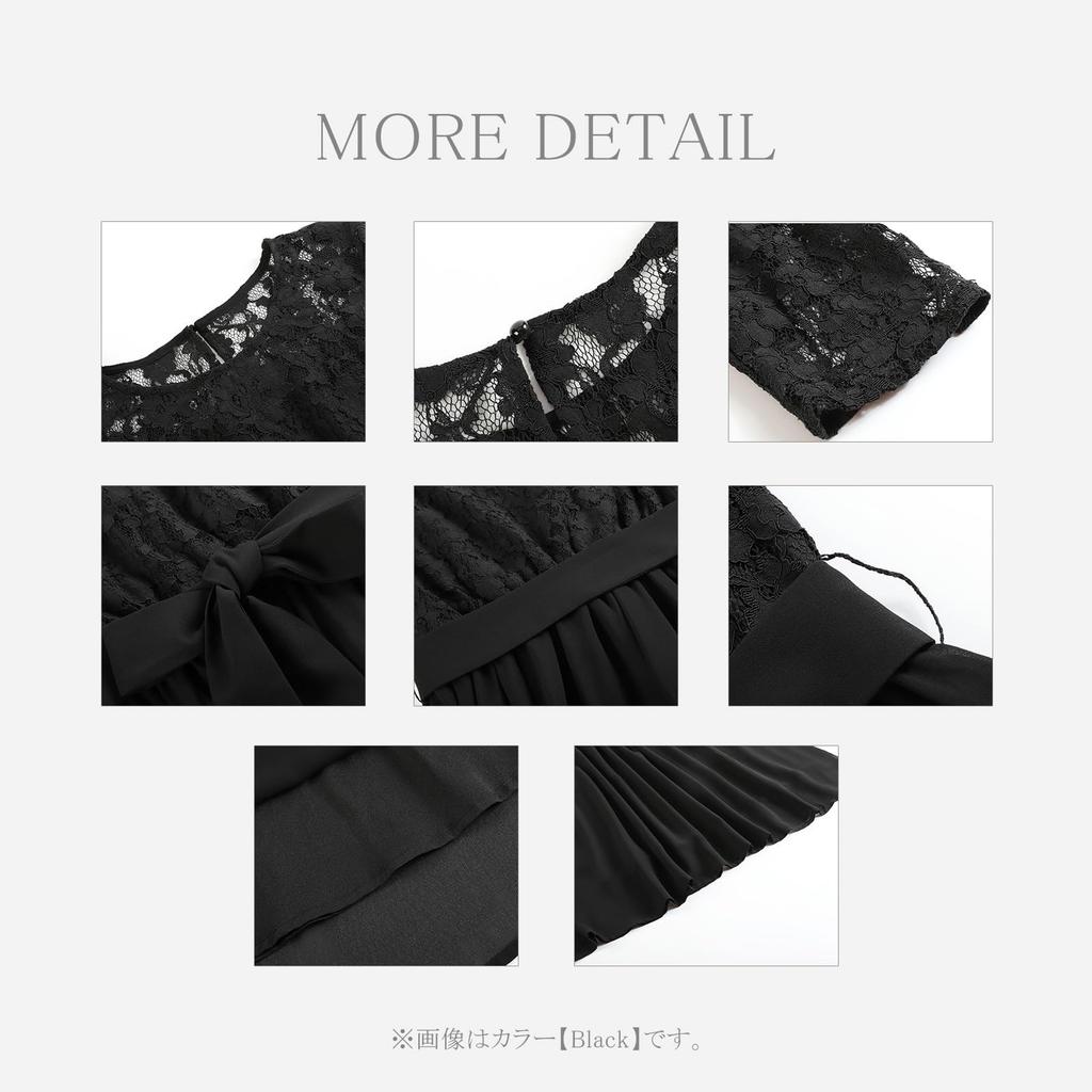 DEEPEYES Lace Party Dress with Round and Long Flared Dress Dark Women's 3/4 Sleeves, Neck, (XL, Blue)