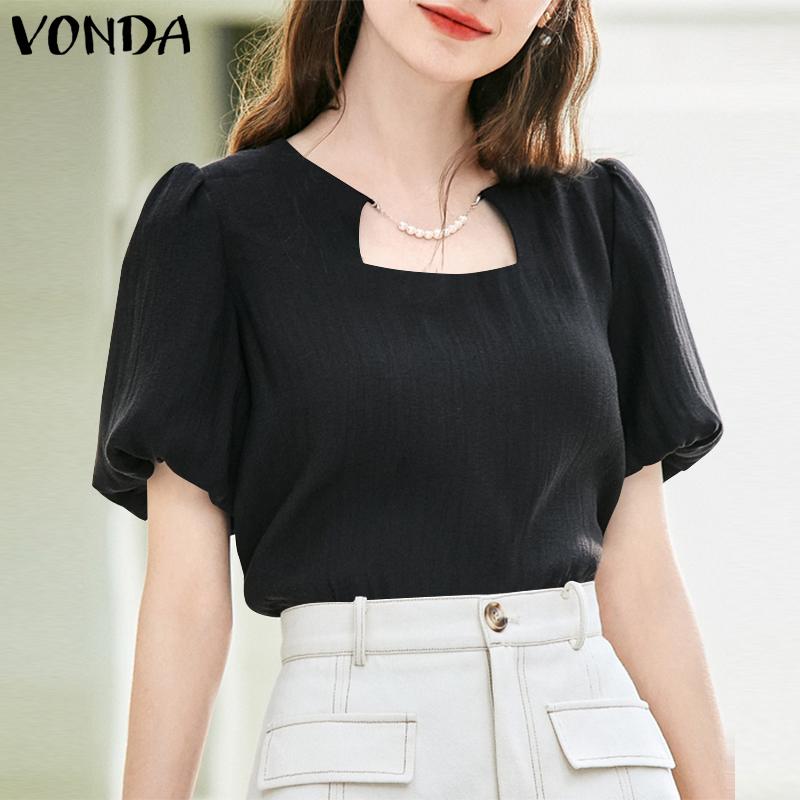 

VONDA Летние женские повседневные элегантные топы с пышными рукавами и короткими рукавами