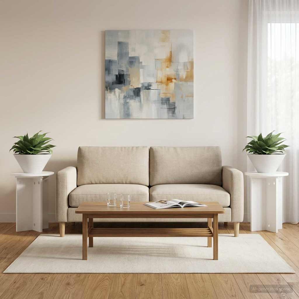 Plant Stand 2 Pcs White Ø29.5 X 40 Cm Engineered Wood