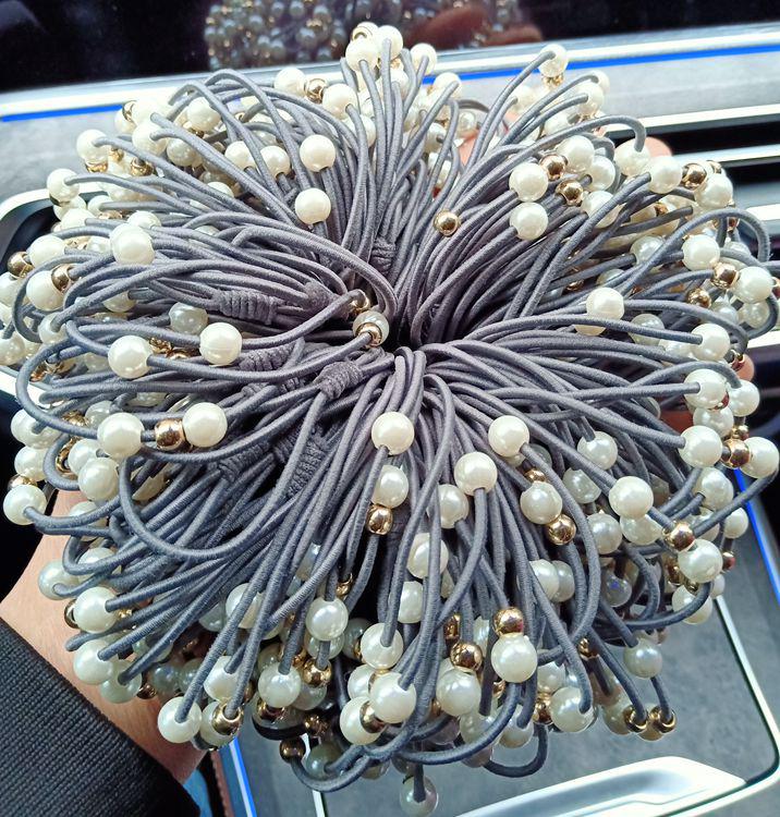 Pearl Hair Tie: Three-Layer Nine-Bead Headwear Accessory