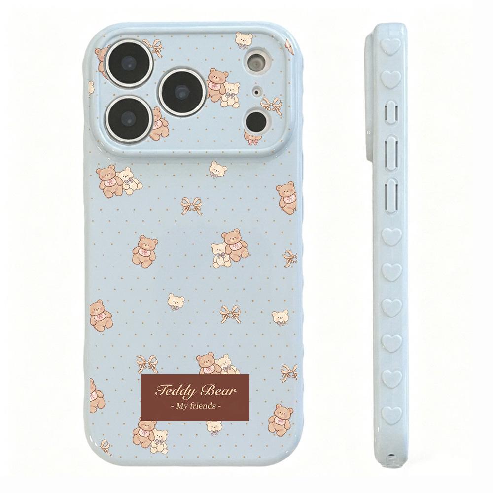 Applicable To Apple 17PROMAX Soft Cute Bear Mobile Phone Case Apple 16/15 Cute 14/13 Soft Case 12 Generation