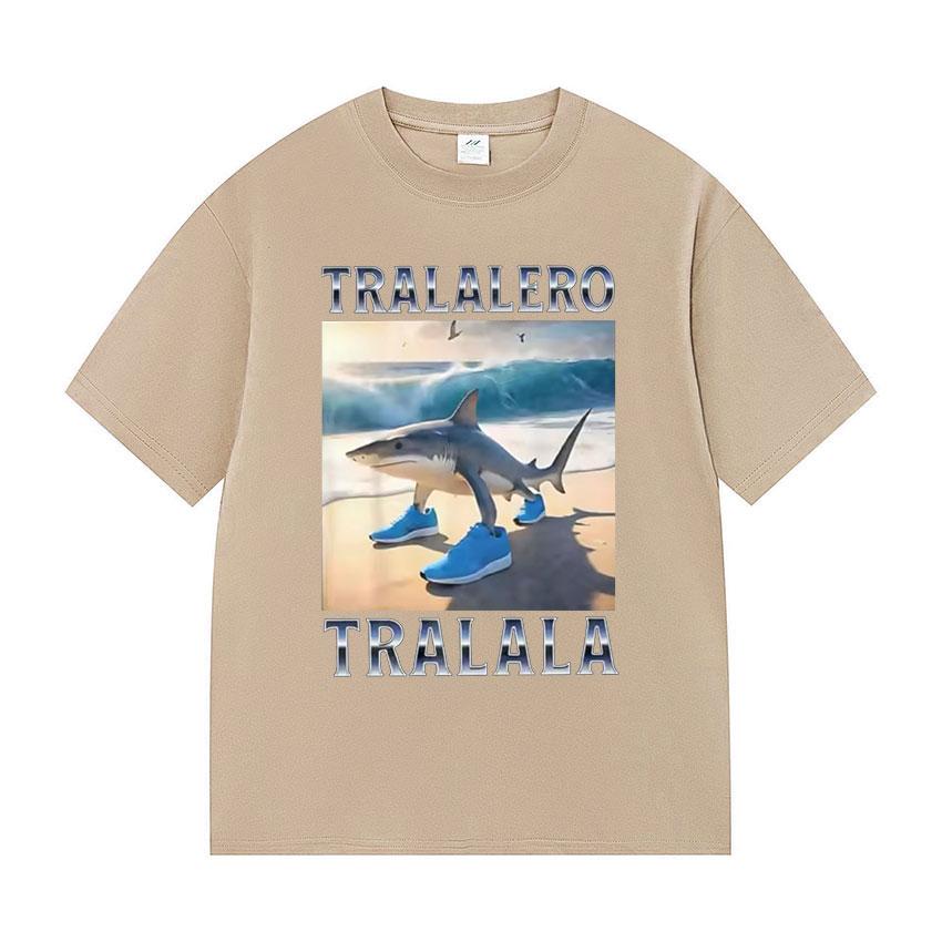 Tralalero Tralala T-shirts Graphiques Meme Requin Drôle Mode Unisexe T-shirt à Imprimé Oversize Unisexe Décontracté T-shirt en Coton Haute Qualité