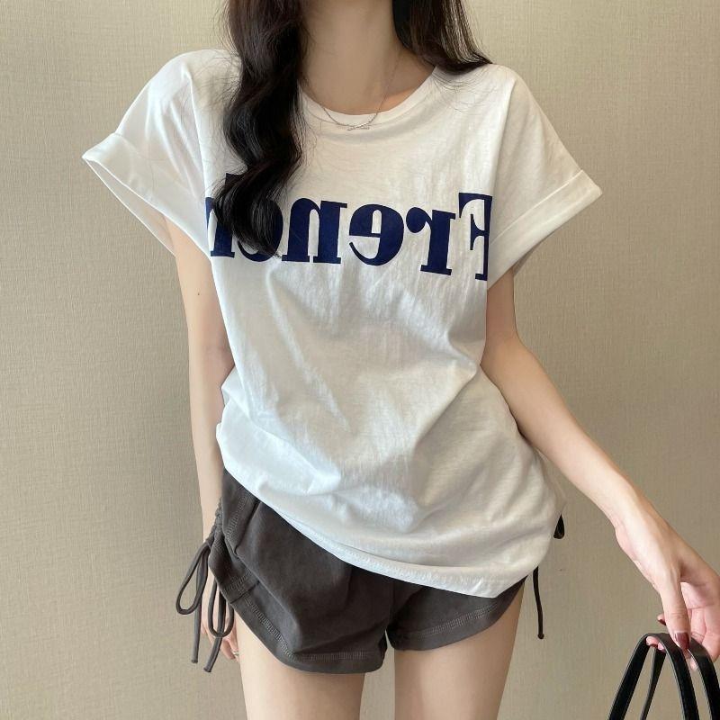 Loose Short-sleeved T-shirt Women's Summer Design Sense Chic Retro Letter Printed Top
