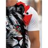 Men's Abstract Ink Lion 3D Printed T-Shirt Cool Red Eyes Animal Graphic Tee Casual White Short Sleeve Crewneck Top Hip Hop Streetwear Summer Clothing
