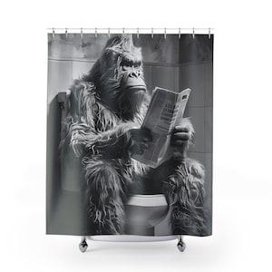 Funny Bigfoot Shower Curtain, Funny Shower Curtain of Bigfoot, Funny Bathtub Curtain