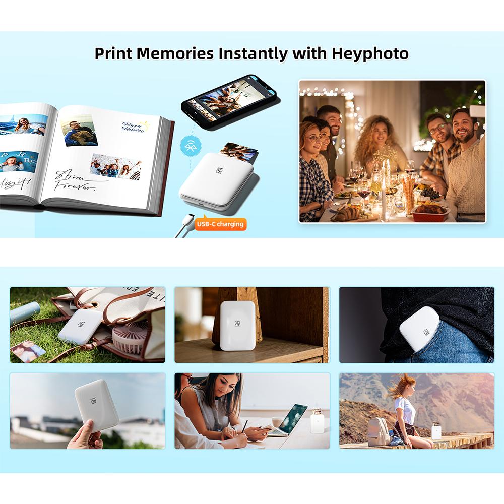 HPRT MT53 Mini Farbfotodrucker Tragbarer Bluetooth Mobiler Taschen-Druck Handheld Thermomaschine Zum Foto Machen Ausdrucken