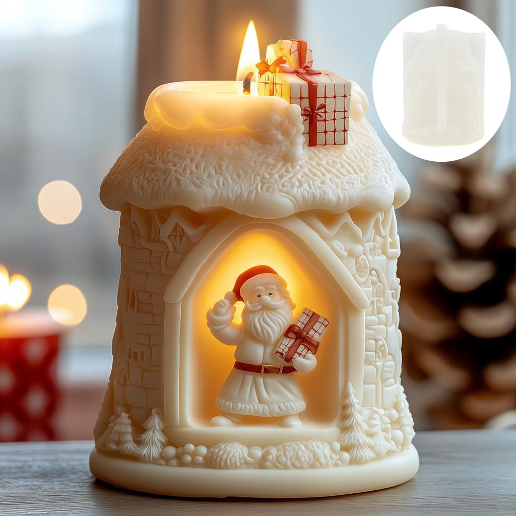 2025 Santa Claus relief bell candles silicone mold for Santa Claus sculpture snowflake relief bell resin mould Christmas gifts