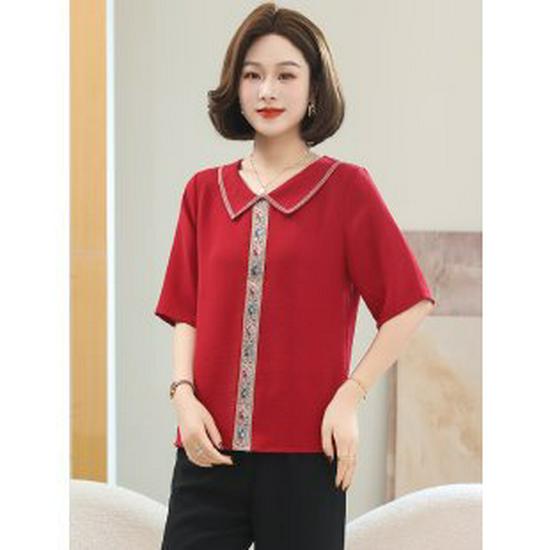 

Mom s Spring/Summer Short-Sleeve Stylish T-shirt for Middle-Aged and Elderly Women 3XL