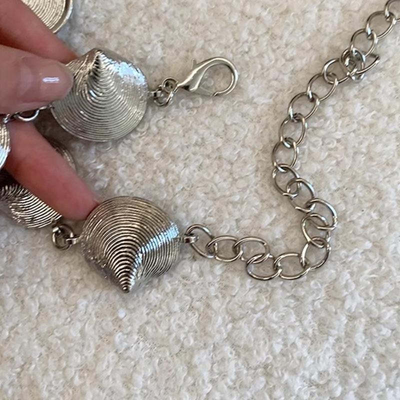 Gothic Waist Belt Stylish Seashells Heart Waist Chain Belt Elaborate Chain Belly Chain for Dress Cowboy Belt Waist Chain