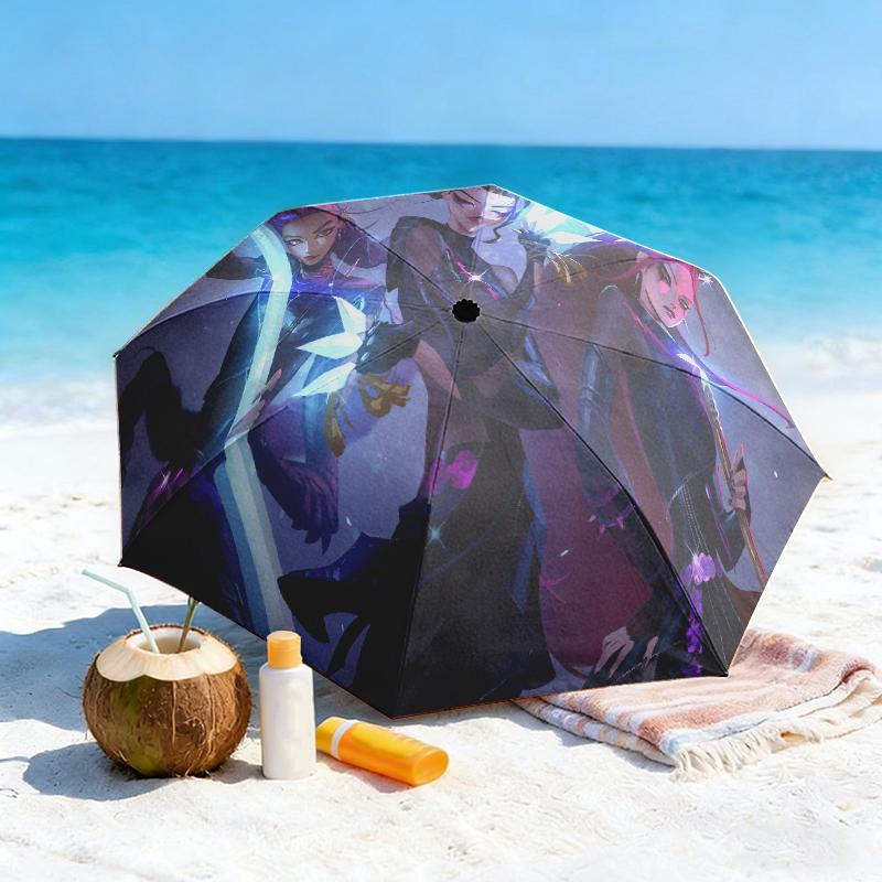 1pc K-Pop Devil Hunter Series Umbrella Portable Folding Umbrella Iron Frame Hole Bone Structure Outdoor Home Umbrella