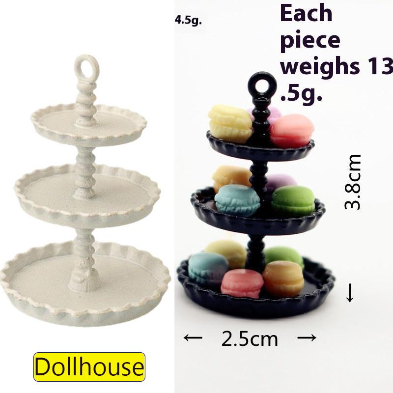 1Pcs Dollhouse Mini Cake Tray Model Simulation Miniature Cake Stand Ornament Toys Scene Decoration Doll House Accessories