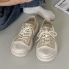 New niche big head couple shoes platform sole light casual old retro breathable canvas shoes board shoes