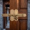 Door Bolt Latch Lock Traditional Chinese Gate with Padlock BrassToned for Garden Bronze