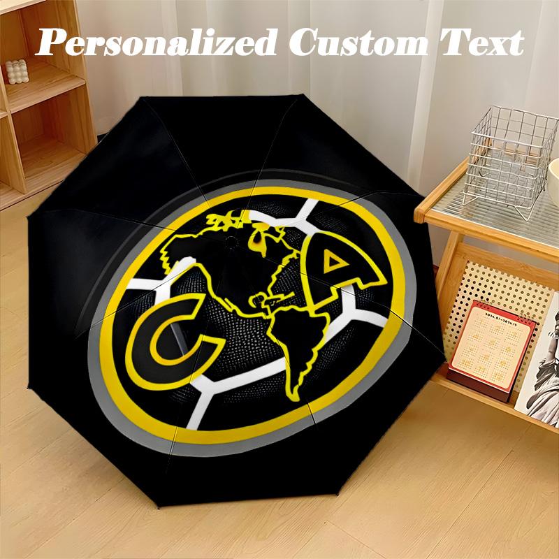 8‑Rib Automatic Umbrella, Club America Design Foldable Umbrella for Sun Rain Protection Travel