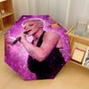 P!nk Singer Windproof Auto 8 Rib Folding Umbrella Portable Outdoor Parasol