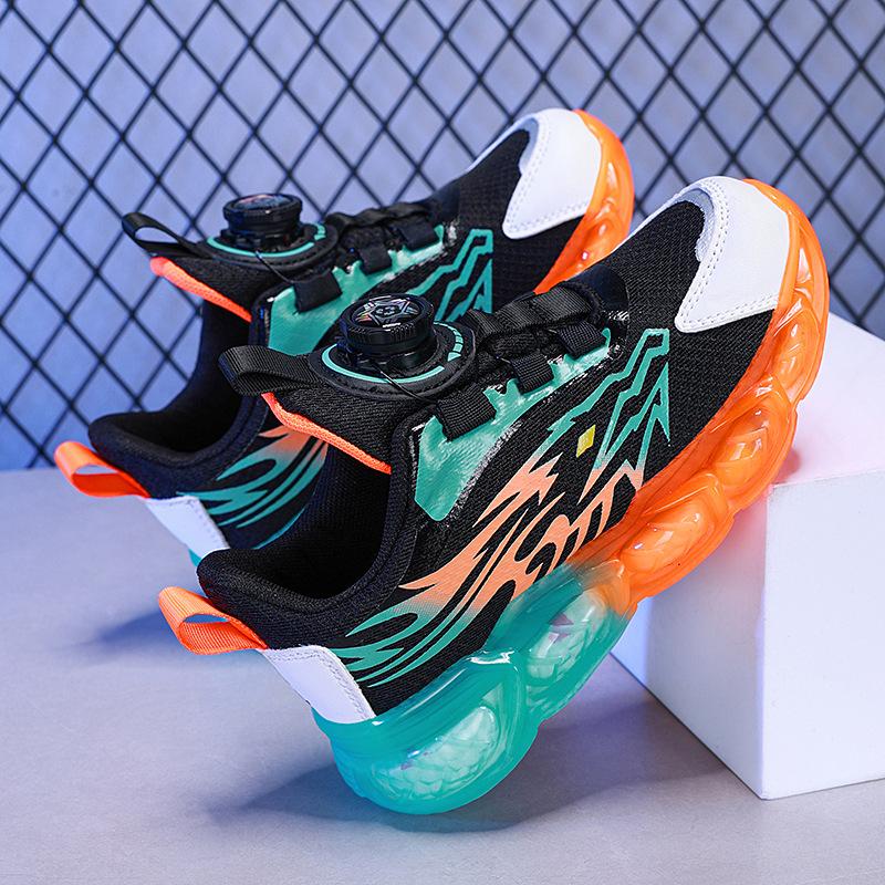 Children s shoes Boys mesh breathable running shoes Boys school rotating buckle shoes Children s sports shoes 28