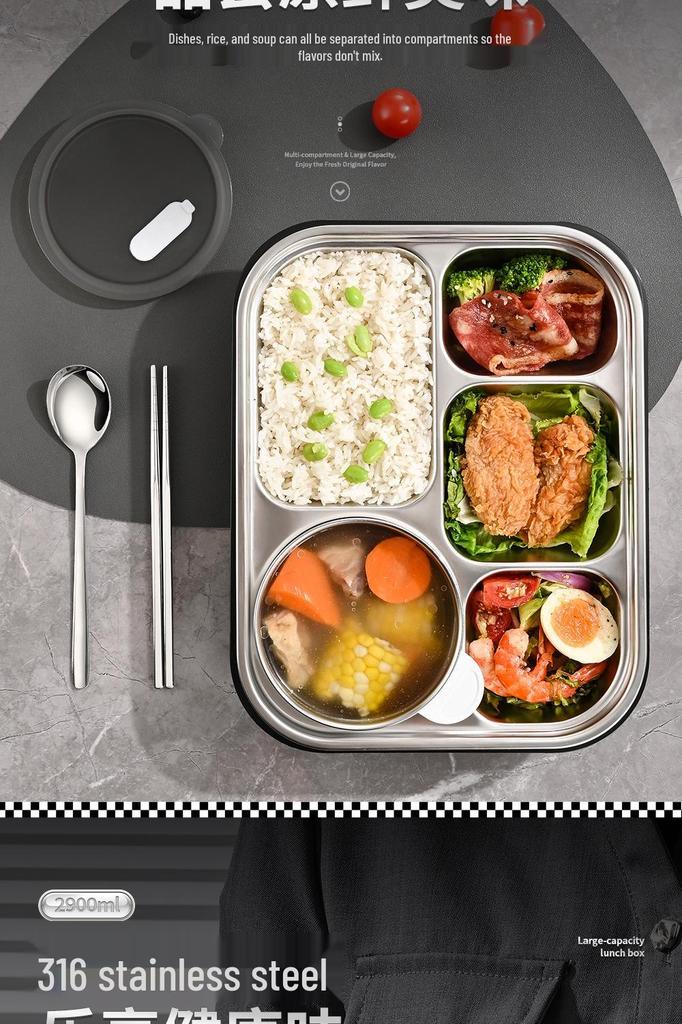 304 Stainless Steel Lunch Box for Adults, Large Capacity Bento with Heat Preservation, Student Meal Container, New Model