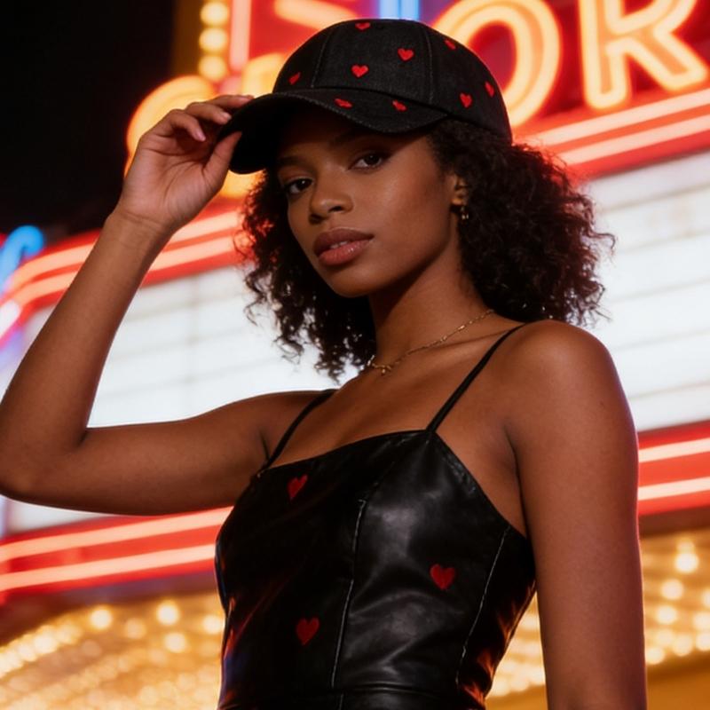 Fashionable Heart Embroidered Cotton Baseball Cap For Women Men Trendy Design Soft Comfortable Adjustable Size 54-60cm